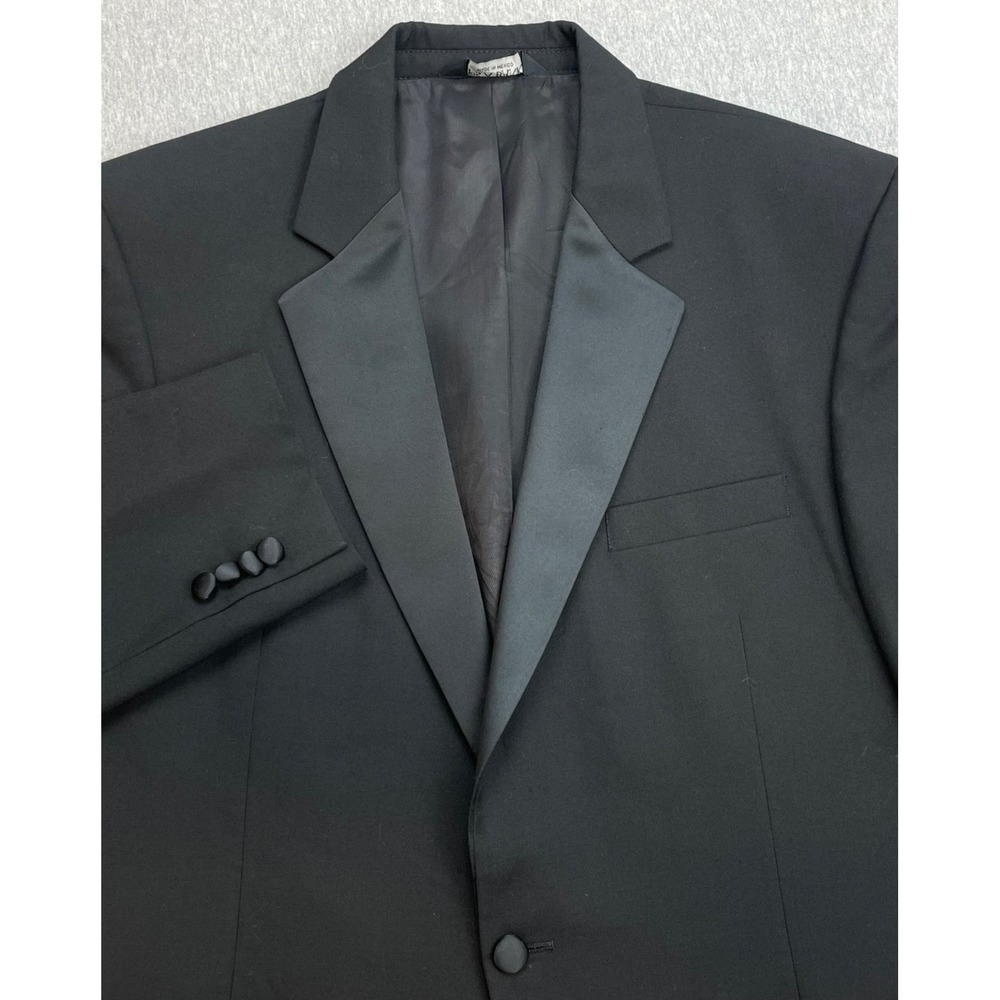 Jos A Bank Tuxedo‎ Jacket Mens 42L Black 100% Wool 1-Button Satin Lapel Dinner